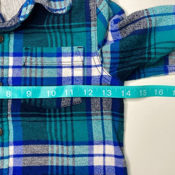 OshKosh Bgosh Boy's Size 5 Cotton button down Blue and Green plaid Shirt - Picture 5 of 6